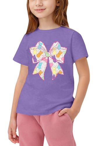 Image of LAZYCHILD Kids Easter Shirt Girls Happy Easter Shirts Rabbit Graphic Long Sleeve Striped Tee Tops 5-14 Years
