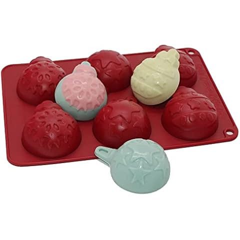 X-Haibei Christmas Baubles Star Snowflake Soap Cake Jello Crayon Resin Chocolate Cocoa Bombs Making Silicone Mold, 2oz per Cell Cover