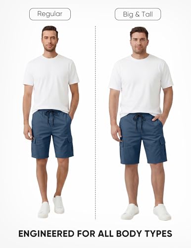 Image of JMIERR Mens Casual Cotton Twill Cargo Shorts Drawstring Classic Chino Stretch Short with 6 Pockets