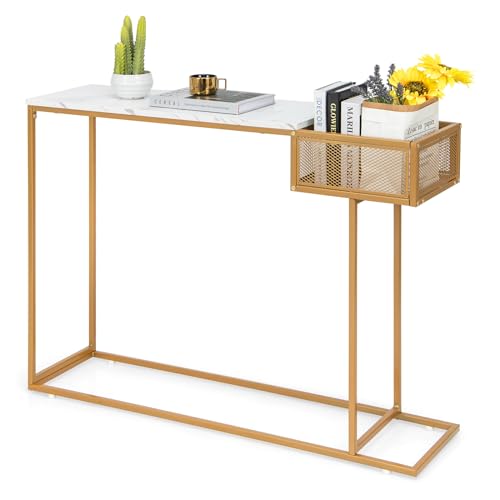 Mesa de entrada estrecha con tablero mármol para recibidor moderno