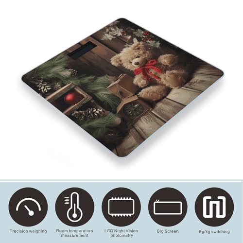 Báscula de baño digital con pantalla LCD y diseño con oso miniatura 3