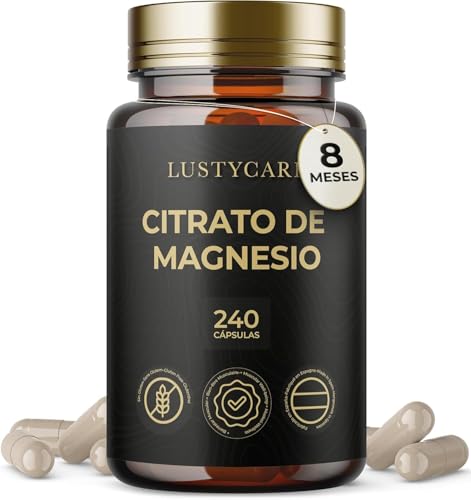 Citrato de Magnesio Puro 400mg | 240 Cápsulas (Suministro para 8 meses) - Suplemento Natural de Alta Concentración y Absorción para Salud Muscular, Ósea y Mental | Fabricado en España