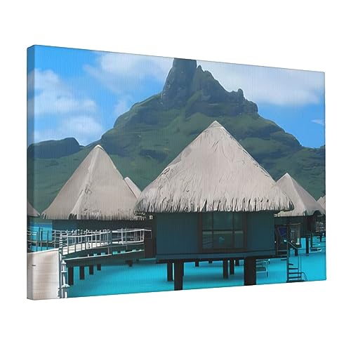 Toile murale anti humidite pour relooker un mur vide de cuisine theme Tahiti