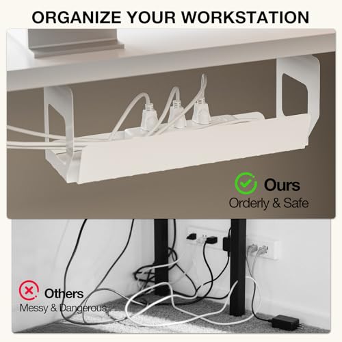 Image of Muvai 71 Inch L Shaped Standing Desk Adjustable Height with Cable Management Tray,Gaming Electric Corner Standing Desk, Sit Stand Computer Table with Reversiable Splice Board, White