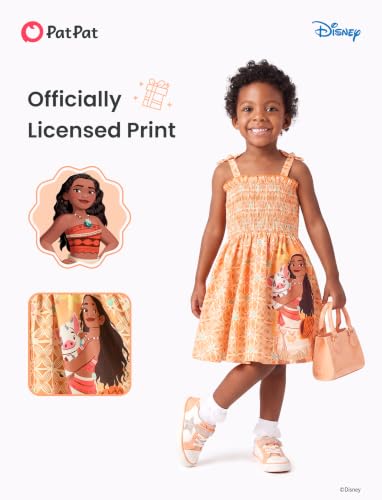 Image of Disney Princess Frozen Elsa Minnie Stitch Toddler Girl Dress Bow Tie Straps Smocked Summer Outfit Birthday Party Clothes 2-9Y