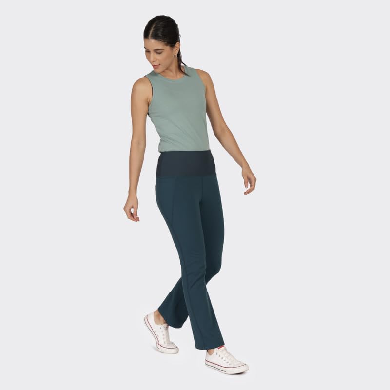Image of BlissClub Ultimate Flare Pants for Women Upto 5'4 ft | Ribbed Waistband, 4 Pockets | High Waist Trousers and Formal Pants for Office wear