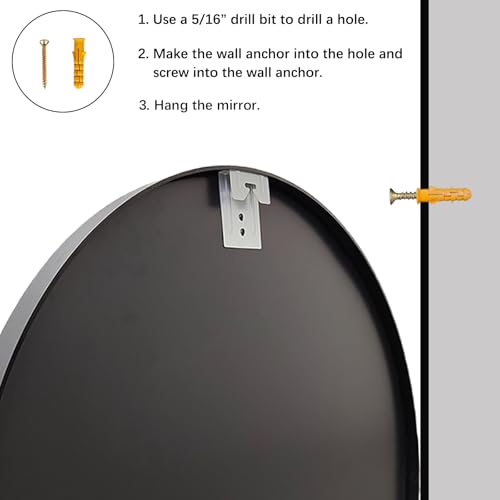 Image of Sunniry Black Round Mirror 40 inch, Circle Wall Mirror with Metal Frame | Aluminum Matte Frame, High Definition Mirror, No Distortion, Easy installation, Restroom, Cloakroom, Guest Room, Hallway