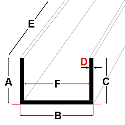 Aluminium U-Profile SixBros. Walzblankes Alu-Profil 60x60x5 mm