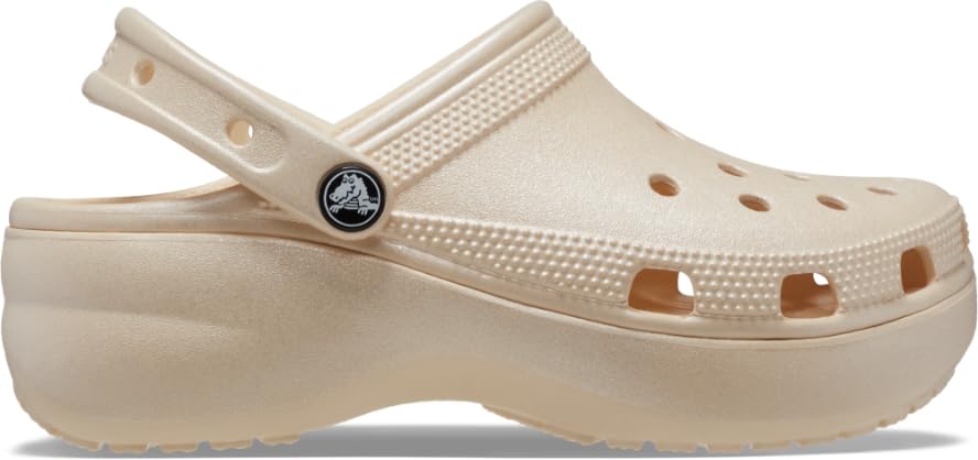 Image of Crocs Women Classic Platform Shimmer Clog, Vanilla, 2 UK M / 3 UK W (M3W5)