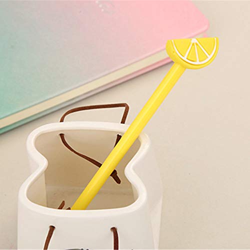 Bolígrafos gel tinta negra 6 piezas diseño kawaii frutas miniatura 4