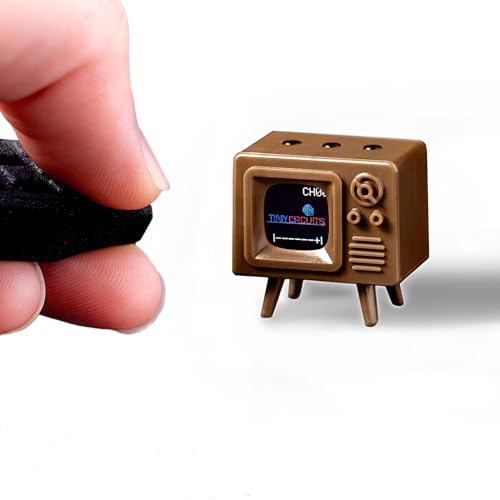 Image of TinyCircuits TinyTV Mini - Ultra-Mini Classic TV, Preloaded & Uploadable Videos, USB-C Rechargeable, 0.6″ OLED Display (Brown)