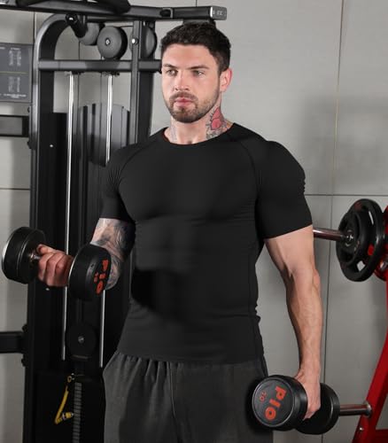 Sumolux 5 Pack Men’s Compression Shirts Short Sleeve Sports Athletic Workout Undershirt Base Layer T-Shirt Tops3
