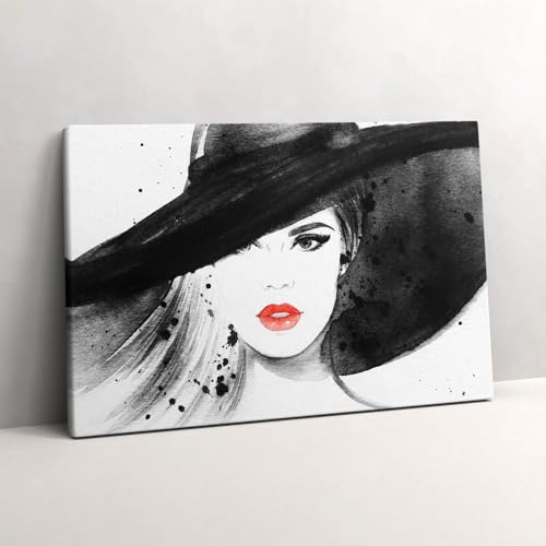 Mur blanc sans vie ? Choisissez l'image sur toile Femme au chapeau 60x40cm