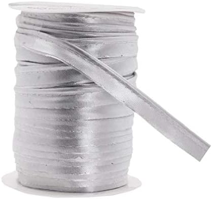 Mandala Crafts 55 Yards Silver Maxi Piping Trim with Welting Cord – 1/2 Inch Maxi Piping Bias Tape for Sewing – Lip Cord Trim by The Yard for Upholstery Trimming