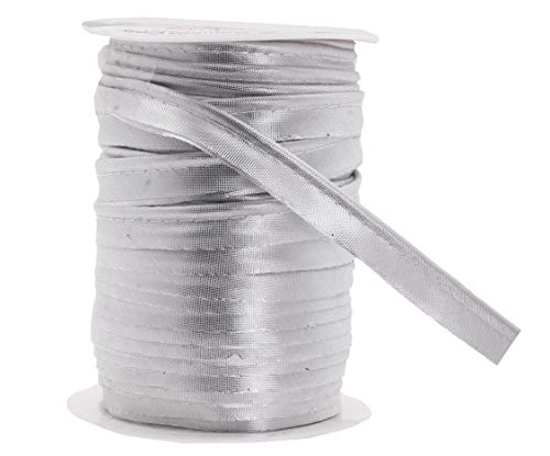 Mandala Crafts 55 Yards Silver Maxi Piping Trim With Welting Cord – 1/2 Inch Maxi Piping Bias Tape For Sewing – Lip Cord Trim By The Yard For Upholstery Trimming #TOP11