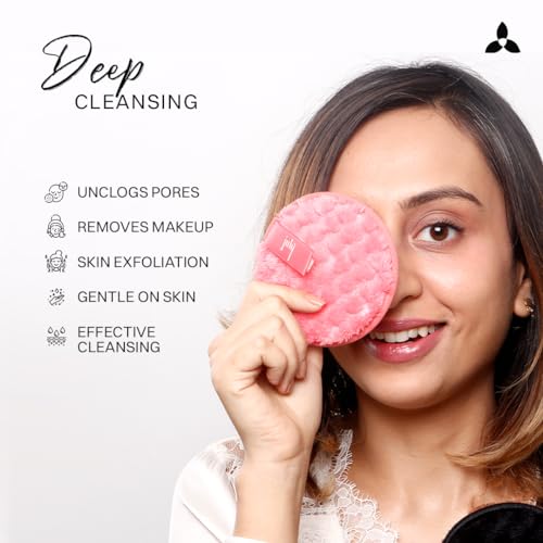 Image of July Soft & Gentle Cleansing Reusable Makeup Remover Cleansing Pads - Pack of 2 | Easily Removes Stubborn Face & Eye Makeup (Big, Pink & Brown)