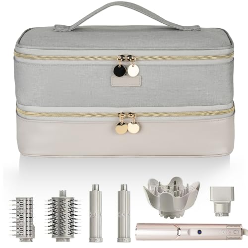 Jaffzora Funda de transporte compatible con Shark Flexstyle (HD430/440/435) y secador de pelo, bolsa organizadora de almacenamiento de viaje de doble capa compatible con secador de pelo Dyson