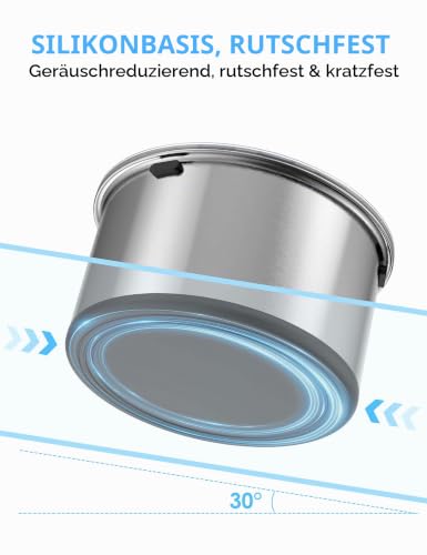 Heouvo 3,8L Großer Hundenapf ohne Verschütten, 【Anti-Schaufel-Deckel & Gummiboden】 Auslaufsicherer Napf, Spritzwasserfest, Tropffrei, Langsames Trinken aus Edelstahl für Wilde Trinker & Auto