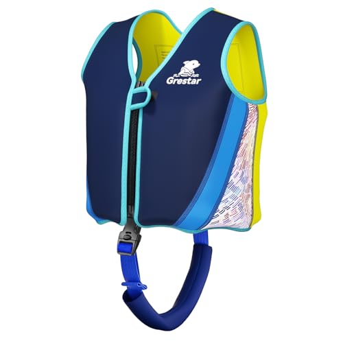 Gilet de Natation Enfant, Gilet Flottant pour Tout-Petit,Veste d'Entraînement de Natation avec 8 Flotteurs Amovibles, Sangle de Sécurité & Boucle, Veste...