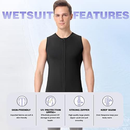 Flexel Wetsuit Tops Men 2Mm, Wet Suit Vest In Cold Water Weather, Sleeveless Wetsuit Neoprene For Surf Swim Snorkeling Canoeing Scuba Kayaking #TOP4