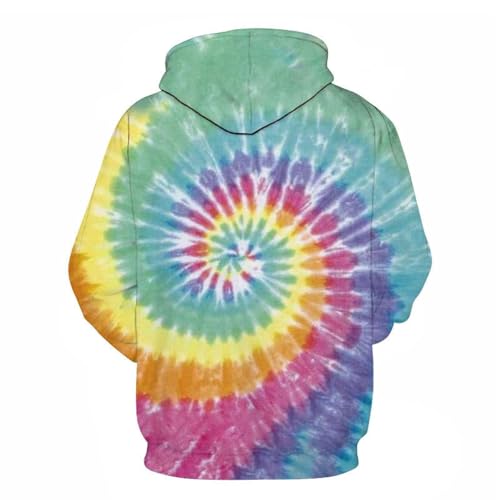 LIULINLIN Regenboogkleur Spinpatroon Heren 3D-print Hoodie Pullover Casual Streetwear Sweatshirt Oversized lange mouw