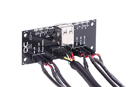 Alphacool Front I/O-Panel con USB 2.0 y Kit de Cables para Gabinetes de Servidor | Compatible con Gabinetes de Servidor 1 a 4U, Dos Puertos USB 2.0, Interruptores de Encendido y Reinicio, LEDs de Estado, Incluye Kit de Cables de 80 cm miniatura 2