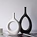 Black White Ceramic Vase Set 2,Modern Hollow Circle with Hole Flower Vase for Home Decor,for Table Centerpieces,Farmhouse,Fire Place,Living Room,Bedroom,Office,Bookshelf,Rustic Decor