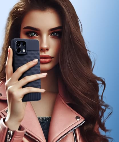 Image of WOW IMAGINE Back Cover for Oppo K13 Pro with Hexa Cube Design | Ultra Slim Soft Rubberised Case | Inner Velvet Fabric | Matte Silicone Flexible Mobile Case | Camera Protection - Blue