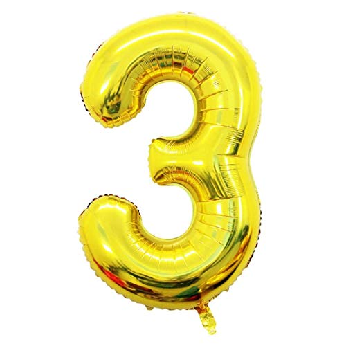 Image of Atpata Funky 3 Number Golden Foil Balloon 32 inch Size Birthday Decoration Items | Happy Birthday Decoration Kit | 3rd Year Birthday Party Anniversary Wedding Decorations