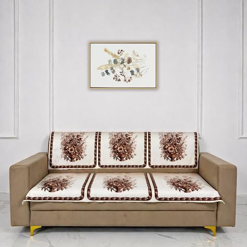 Image of Homerz Premium 'Luxe Series' Holland Velvet Sofa Cover | Smooth Finish | Anti-Skid Fleece Backing | Soft Touch Couch Protector for Living Room (Rust, 6 (3+2+1) Seater, Seat Cover with Backrest)
