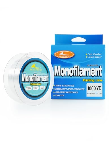 Image of BLUEWING Monofilament Fishing Line Clear Mono Fish Wire Thin Diameter String 6-400 lbs, 50-3000 Yards