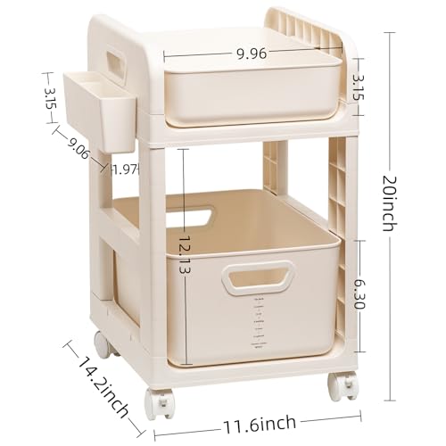 Rolling Makeup Organizer Cart with Removable Drawer,Storage Cart for Vanity by SDLP - Image 4