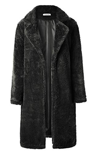 image for Angashion Women's Fuzzy Fleece Lapel Open Front Long Cardigan Coat Fau