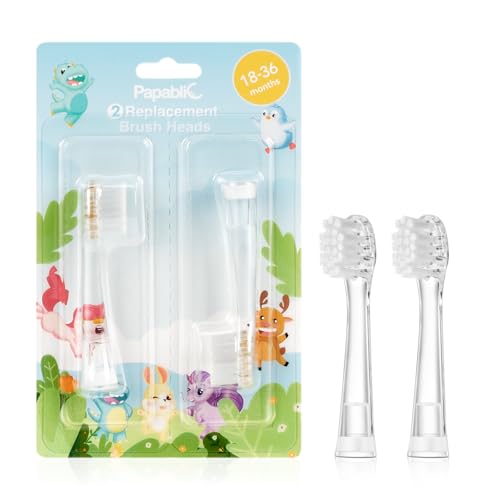Image of Papablic Replacement Toothbrush Heads - 2 Count, Compatible with Papablic BabyHandy & Toddler Sonic Electric Toothbrushes (18-36 Months)