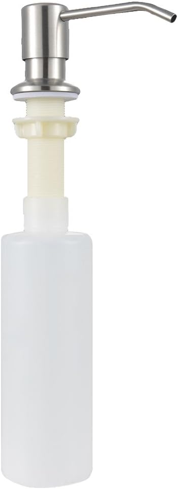 SD-01O Stainless Steel Head Kitchen In-Sink Liquid Soap Dispenser Lotion Pump Large Capacity Plastic Bottle 13 OZ, Threaded Tube for Thick Deck Installation countertop