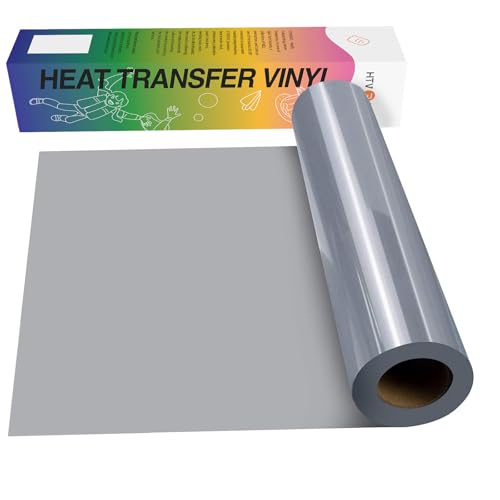 HTVRONT Heat Transfer Vinyl Silver HTV Roll-12" x 15ft HTV Vinyl for Shirts