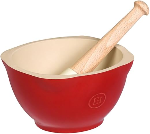 Emile Henry Mortar and Pestle, Charcoal, Made in France