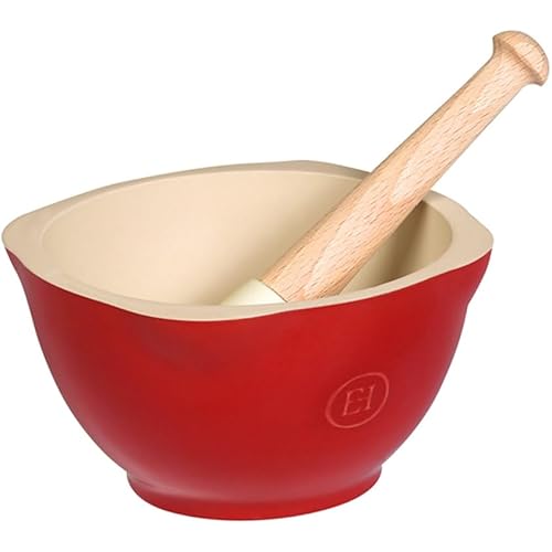 Emile Henry Made In France Mortar And Pestle, Burgundy Red