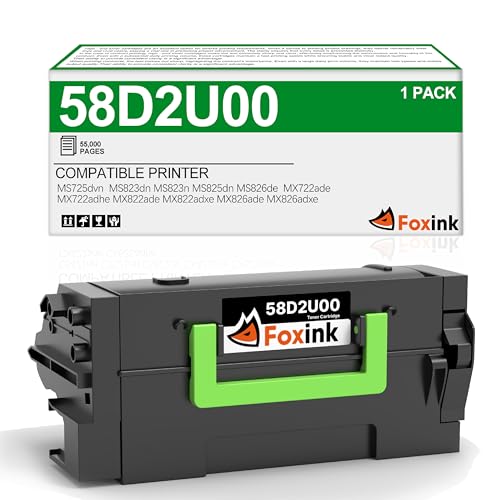 58D2U00 Toner Cartridge Replacement for Lexmark MX822ade Toner Cartridge for Lexmark MX822adxe MX722ade MX722adhe MX822ade MX822adxe MX826ade MX826adxe MS725 MS823 MS825 MS826 Printers,55K Pages