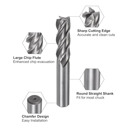 Image of uxcell Carbide End Mills Sets 4-Flute 2mm 3mm 4mm 5mm 6mm 7mm 8mm 9mm 10mm 12mm High-Speed Steel CNC Milling Cutter Bits Tool for Aluminum Steel Cutting Metalworking