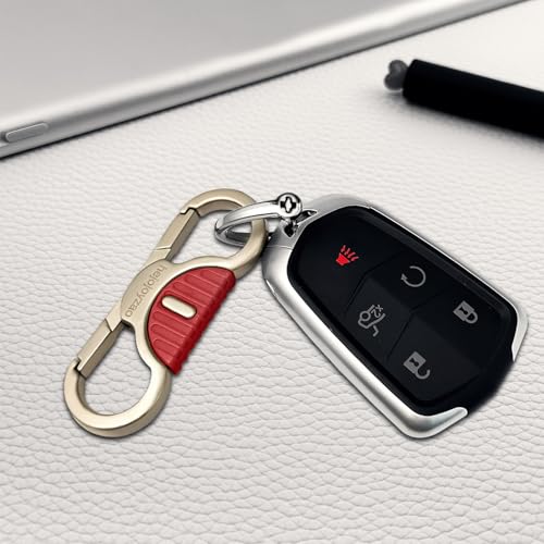 Image of Heavy Duty Keychain with Quick Release Double Carabiner Clip, Key Rings, D Ring, Car Key Holder for Belt Loop