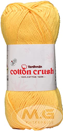 Image of Vardh Man Cotton Crush 8-ply Yellow 200 GMS 100% Cotton Ball Hand Knitting Cotton /Art Craft Soft Fingering Crochet Hook Yarn, Needle Knitting Yarn Thread Dyed-LF Art-AFDB