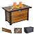 44 Inch Outdoor Gas Fire Pit, 50000 Btu Propane Fire Pit Table with Lid, Glass Wind Guard, Lava Rocks, Waterproof Cover, Wicker Table Firepit for Outside Patio, Garden, Brown