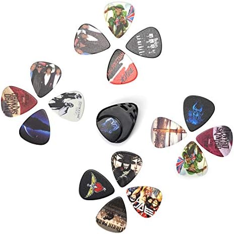 Alnicov 100 Pcs Classic Style Guitar Cool Picks Plectrums Pick Holder for Acoustic Bass Electric Guitarpicks(Random Style)