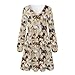 Biyejit Horse Print Womens Casual Dress Long Sleeve Shift Tunic Dress Hide Belly Ruffle Swing Tiered Mini Dress Beach Cover Ups A Line Tiered Dress