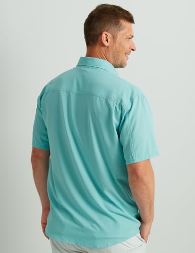 Image of HUK Men's Tide Point Kc Scott Original Artwork Short Sleeve Shirt, Fishing Button Down