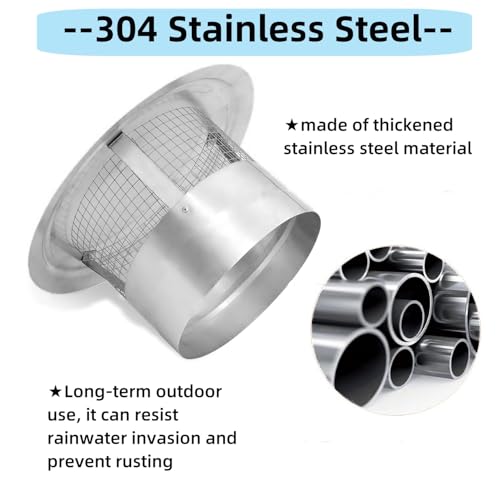 8 Inch Round Chimney Cap, Cone Top Chimney Cap with Screen, Stainless Steel Fireplace Exhaust Cap, Outside Roof Rain Cap, Exterior Stove Pipe Cap, Easy Installation, Silver