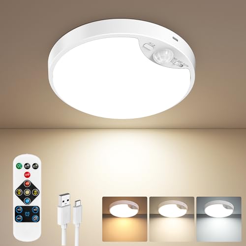 Image of Rechargeable Motion Sensor Ceiling Light, 12000mAh Battery Closet Light
