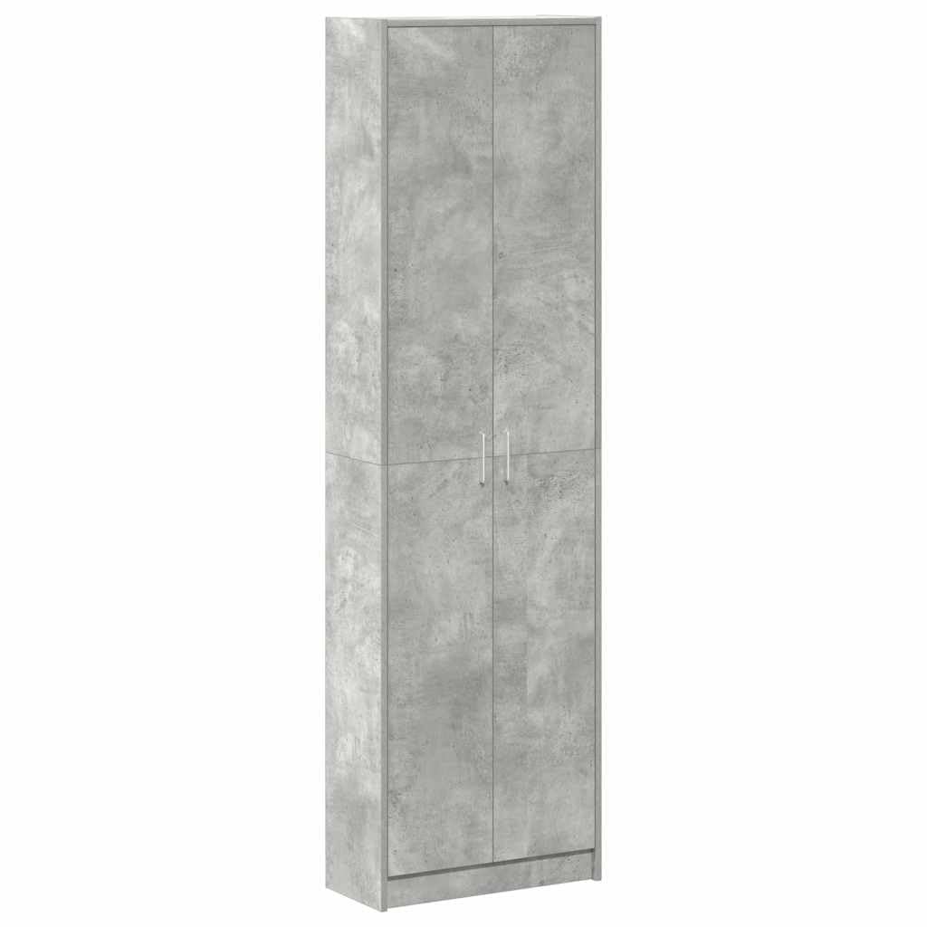 Armario de madera gris cemento con estantes de alta capacidad vertical