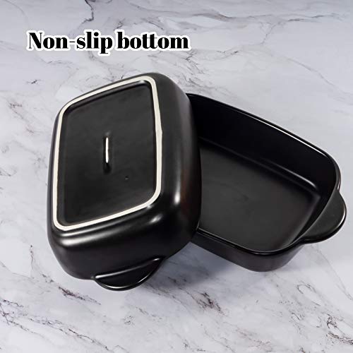 Aquiver 20Oz Small Ceramic Baking Dish – 7.5'' X 5.6'' Rectangular Porcelain Matte Individual Bakeware For Vegetable, Lasagna, Casserole, Chicken, Brownies - Set Of 3 (Black) #TOP4